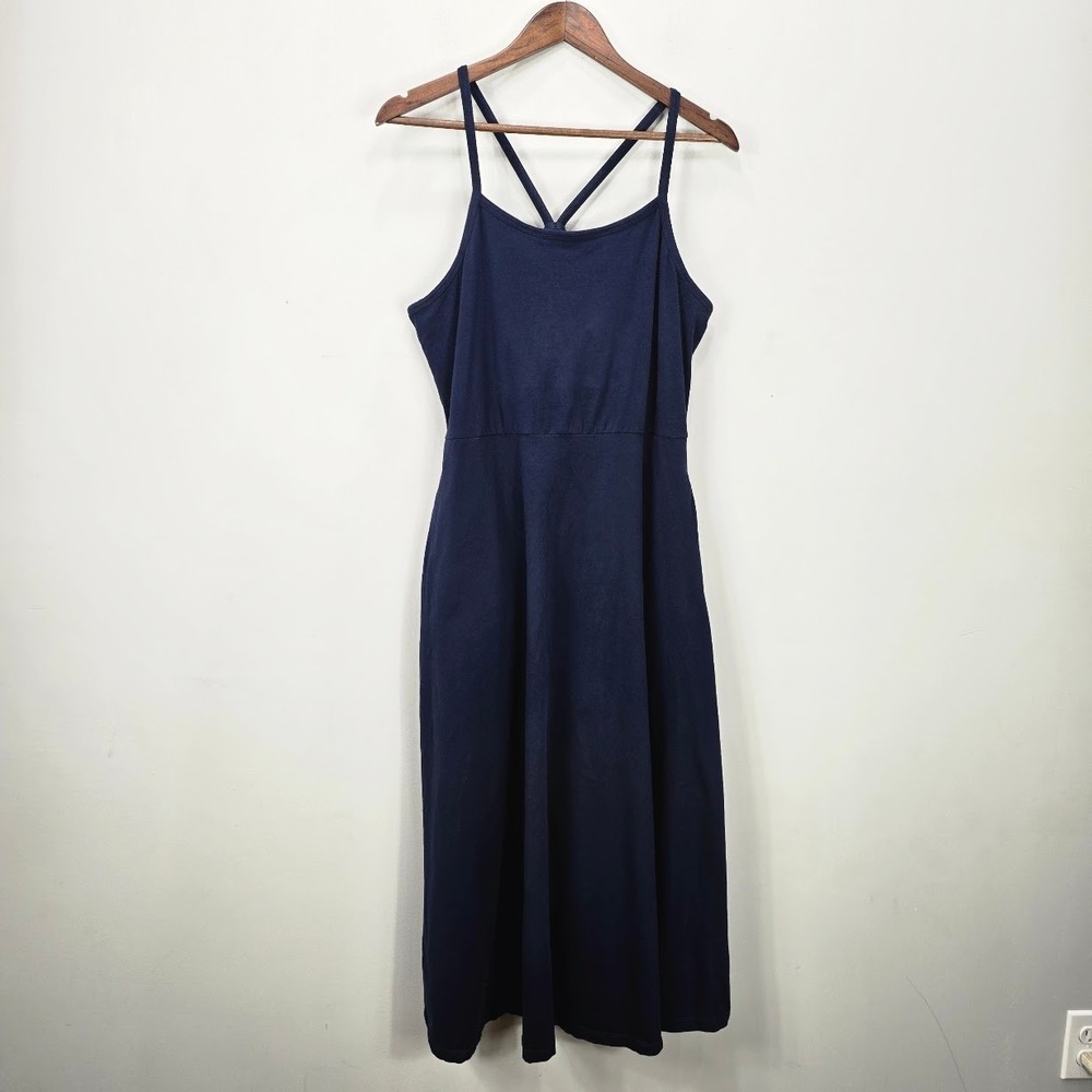 Pact Fit & Flare Midi Dress XXL 2X Blue Organic Cotton Sleeveless Granola Lounge